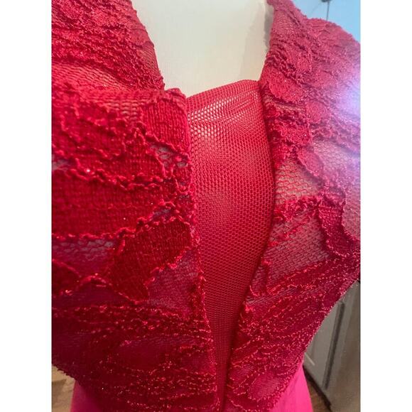 MORGAN AND CO. DEEP PINK LACE BODICE FLOOR LENGTH NWT SIZE 6 - Picture 8 of 13